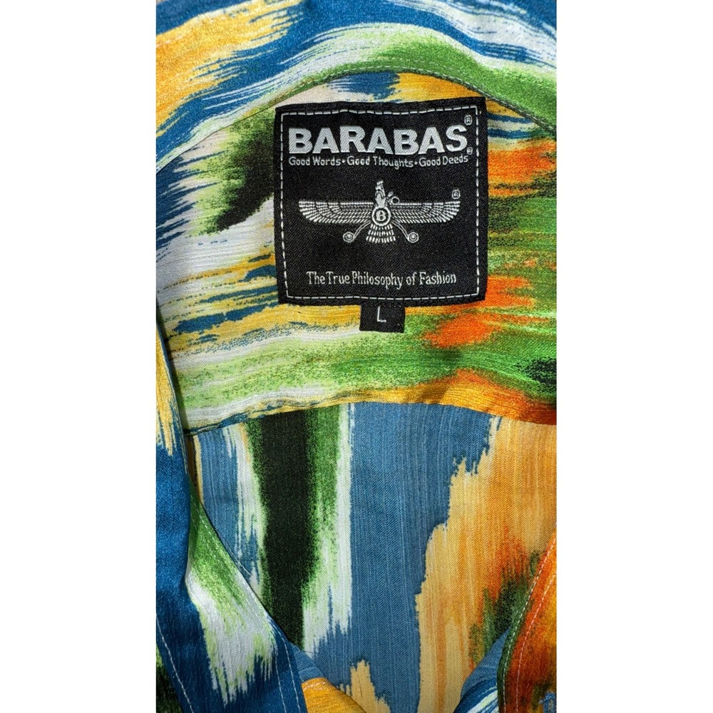 Barabas Womens Ikat Sunflower Print Tie Front Button Down Shirt Blue Yellow L
